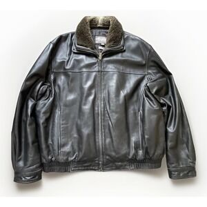 Wilsons Leather Men's Black Leather Bomber Jacket XL Thinsulate Quilt Lined